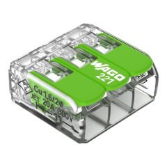 Bornes Wago Green à  Leviers 3 Conducteurs Souples/Rigides 0.2 à  4mm(BOITE DE 50)
